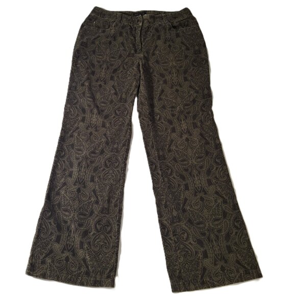 Jeanne Pierre Vintage Y2K Boho Hippie Festival Flared Paisley Corduroy Velvet - Picture 2 of 15